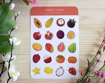 Tropical Fruit Sticker Sheet Cute Fruit Stickers for Journaling Scrapbooking Laptop Water Bottle Stationery Decor for Summer Gift for Kids