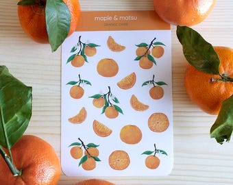 Orange Stickers for Planner Fruit Sticker Sheet for Decorating Food Theme Stationery Citrus Stickers for Journals Gifts for Kids
