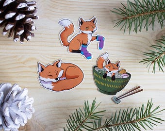 Fox Sticker for Journal Vinyl Sticker Decal for Laptop Waterproof Sticker Fox in Socks Sticker Woodland Animal Gift for Kids Stationery Fox