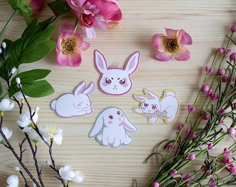 Bunny Stickers for Water Bottles Rabbit Sticker Waterproof Easter Bunny Vinyl Sticker Spring Decor Animal Stickers Stationery Gift