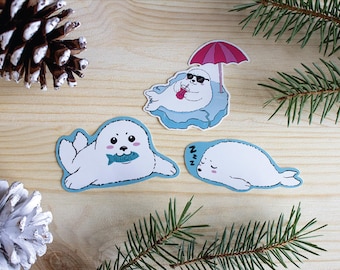 Seal Stickers for Laptop Vinyl Sticker Decal for Bottles Waterproof Stickers Lazy Seal Stickers Cute Seal Animal Sticker Set Gift for Kids