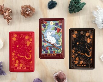 Rat Zodiac Sticker  Year of the Rat Lunar New Year Chinese Zodiac Animal Sticker Waterproof Vinyl Planner & Decor Tarot Card Collection