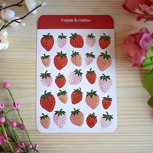 Stickers fraises pour agenda Feuille d'autocollants fruits pour décorer la papeterie sur le thème de la nourriture Stickers fraises pour journaux intimes Cadeaux pour les enfants