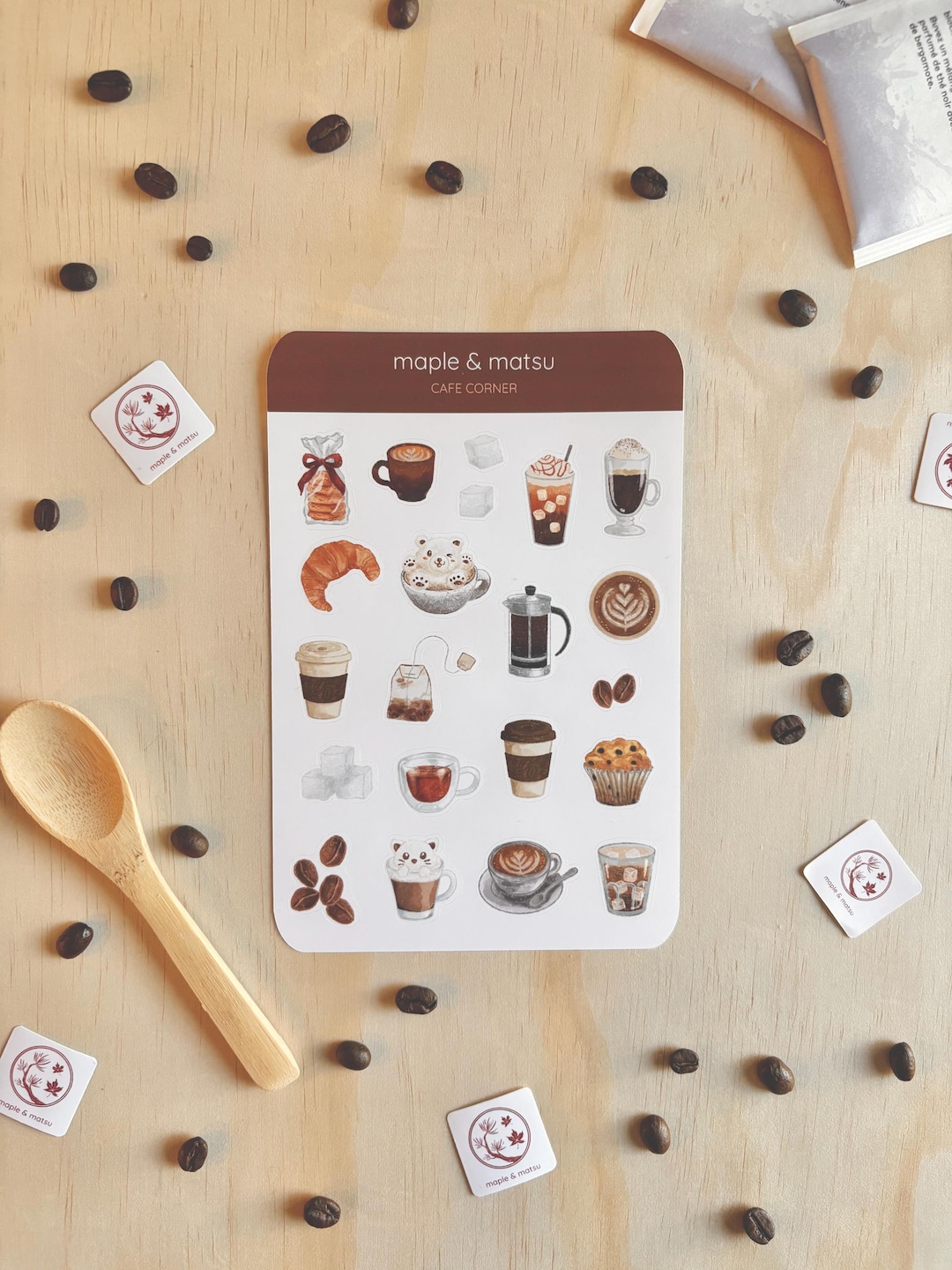 Cozy Cafe Sticker Sheet Kawaii Coffee Shop Stickers Latte Espresso ...