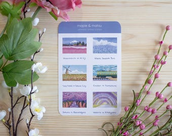 Japan Trip Stickers Spring Stationery Japanese Stickers for Journal Sakura Theme Planner Stickers Spring Gift Scenic Japan Travel Itinerary