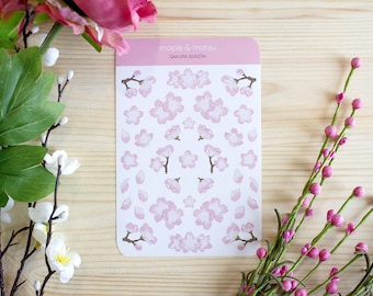 Cherry Blossom Sticker Sheet Floral Sticker for Bullet Journal Spring Planner Sticker Sakura Spring Gift for Her Kawaii Spring Stationery
