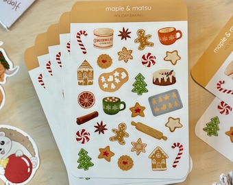 Holiday Baking Sticker Sheet Christmas Decor for Cards Xmas Gifts for Stationery Lovers Cozy Winter Stickers Christmas Stocking Stuffers