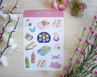 Japanese Spring Picnic Sticker Sheet Cute Food Sakura Stickers for Bullet Journal Kawaii Spring Gift Hanami Cherry Blossom Planner Stickers