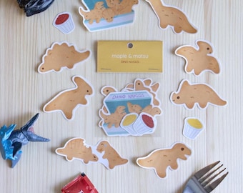 Dino Nuggets Sticker Dinosaur Chicken Nugget Stickers Funny Food Dino for Laptop Water Bottle Gift for Kids Jurassic Stationery Dinosaur