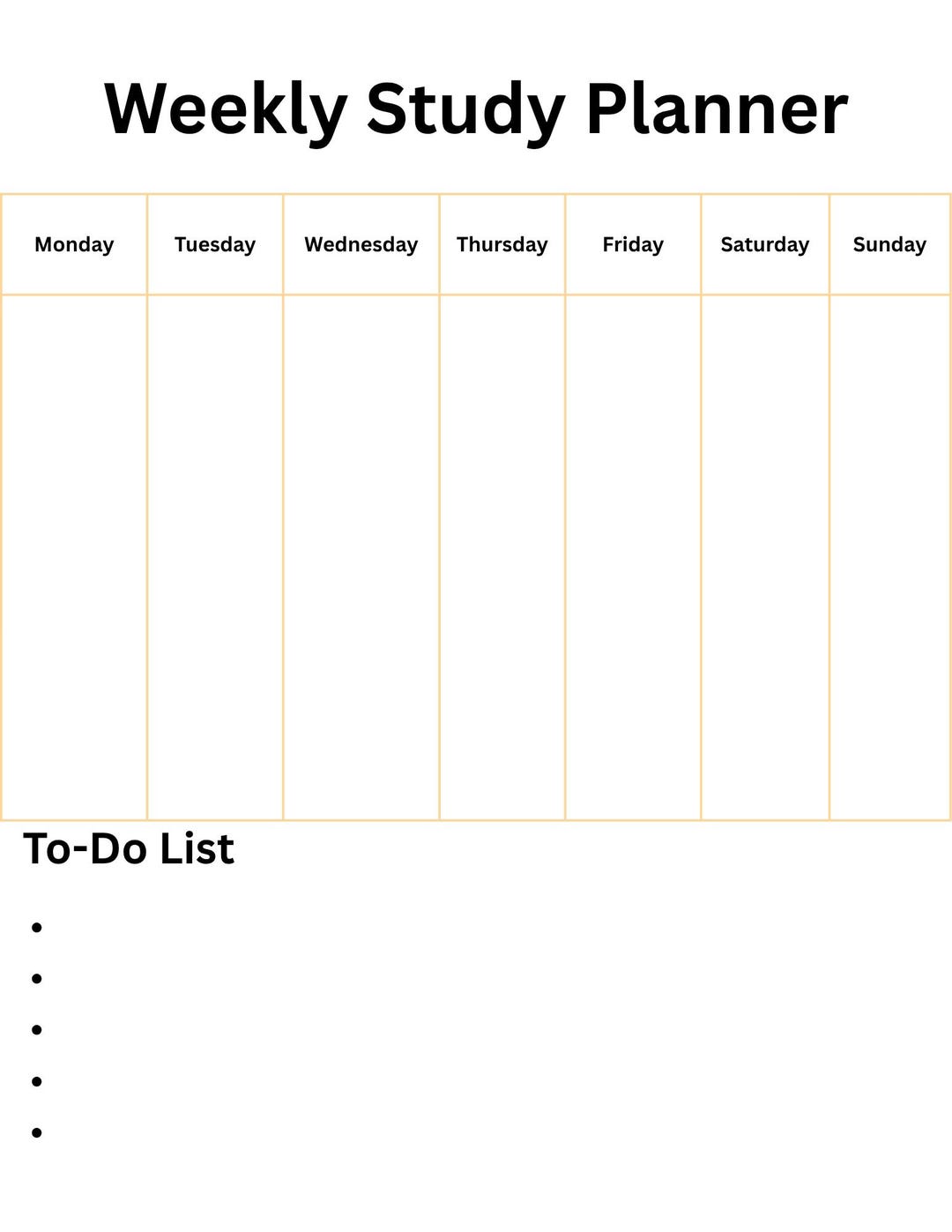 Weekly Study Planner Printable | Student Organizer (digital Download ...