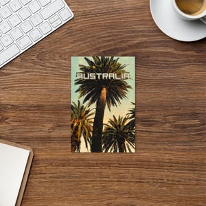 Cartolina verticale Sunset Palms Australia 4x6" / Classico souvenir di vacanza con palma