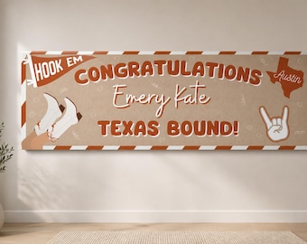 Texas Bound Graduation Banner College Party Dekoration Benutzerdefiniertes Namensschild