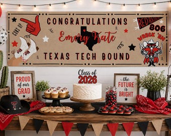 Texas Tech Graduation Banner Vorlage Red Raiders Party Dekor College Senden Schild