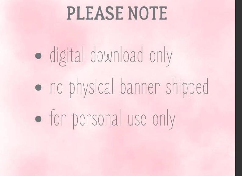 K&ouml;nnte beinhalten: Hinweis zum digitalen Download auf rosa Aquarellhintergrund. Der Text lautet &bdquo;BITTE BEACHTEN&ldquo; gefolgt von Aufz&auml;hlungspunkten: &bdquo;nur digitaler Download&ldquo;, &bdquo;kein physisches Banner versendet&ldquo; und &bdquo;nur f&uuml;r den pers&ouml;nlichen Gebrauch&ldquo;.