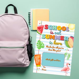 ¡Hola Verano! Porta tarjetas de regalo imprimible: perfecto para agradecimientos de profesores y personal, agradecimiento de fin de curso. Descarga instantánea.
