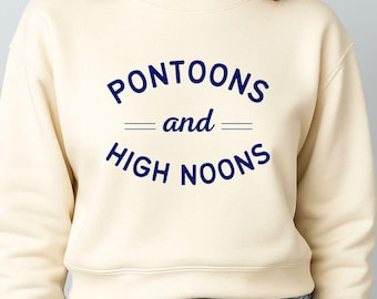Pontoons and High Noons PNG, Lake Life Graphic, Summer Boat Shirt Design (Digital Download)