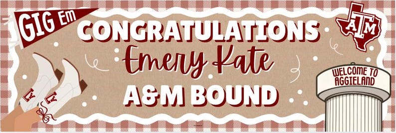 Texas A&M Graduation Banner Aggie Bound Party Decor College Send off ...