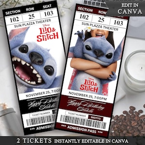Benutzerdefinierte druckbare bearbeitbare Stitch-Karte, Lilo und Stitch-Geburtstags-Einladung, Stitch-Party-Einladungsvorlage, Stitch-Geburtstagskind-Canva-Bearbeitbar