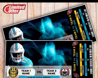 FIZYCZNIE LAMINOWANY Spersonalizowany bilet piłkarski z motywem sportowym, niespodzianka na ujawnienie, bilet piłkarski na Boże Narodzenie, niespodzianka, pamiątka