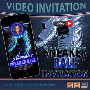 Birthday Invitation Blue Sneaker Ball Gala, Sneaker Ball Invite, Sneaker Ball Invitation, Gala Sneaker Invite, Social Media Birthday Invite