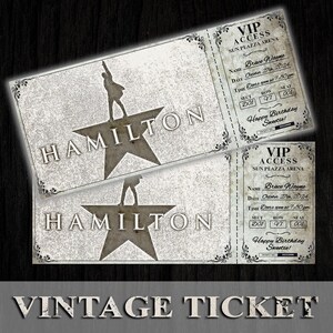 Vintage HAMILTON Broadway West End Surprise Ticket Editable Musical Theater Faux Event Admission Souvenir Keepsake Canva Instant Download