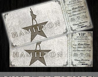 Entrada sorpresa vintage de Hamilton Broadway West End, editable, para teatro musical, evento de imitación, recuerdo, Canva, descarga instantánea