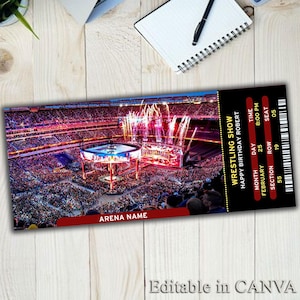 SOFORT BEARBEITBARE WRESTLING Ticket Stub-Vorlage, professionelle Wrestling Show Tickets für Weihnachten, Wrestling Show Geschenk Erinnerungsstücke Ticket
