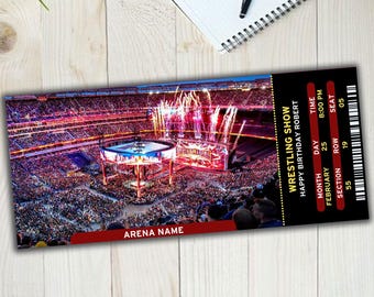 INSTANTLY EDITABLE WRESTLING Ticket Stub Template, Professional Wrestling Show Tickets for Christmas, Wrestling Show Gift Memorabilia Ticket