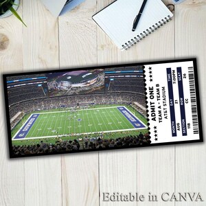Bearbeitbare benutzerdefinierte Fußballtickets, Überraschungsgeschenkticket, CANVA Fußballticket, Fußballspiel Stub, personalisiertes Sport Fußballticket