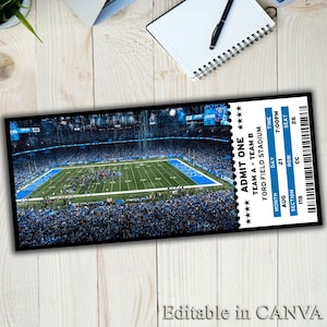 INSTANTLY CANVA EDIT Fußball Ticket Stub-Vorlage, professionelle Sport Show Tickets für Weihnachten, Fußball Show Geschenk Erinnerungsstücke Ticket