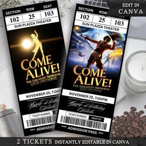 SOFORT CANVA BEARBEITEN Come Alive Musical Ticket-Vorlage, Come Alive Printable Brothboard Überraschungskarte, Musical-Theater-Souvenir-Andenken