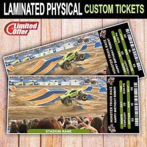 Sportspiel physisches Ticket benutzerdefinierte personalisierte laminiert, Monster Truck Show Ticket Souvenir Artikel für Andenken oder Sport Überraschungsgeschenk
