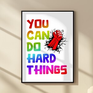 You Can Do Hard Things Print Retro Classroom Decor Cute And Colorful Inspirational Quote Poster Digital Download Kids Nursery Wall Art