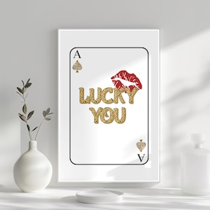 Lucky You Print Trendy Leopard Wall Art Cheetah Print Ace Of Spades Card Poster Lucky Girl Syndrome Trendy Retro Digital Download