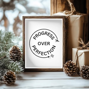 Impresión tipográfica motivacional de Progreso por encima de la perfección, decoración minimalista para el hogar y la oficina, descarga digital imprimible, regalo para maestros y amigos
