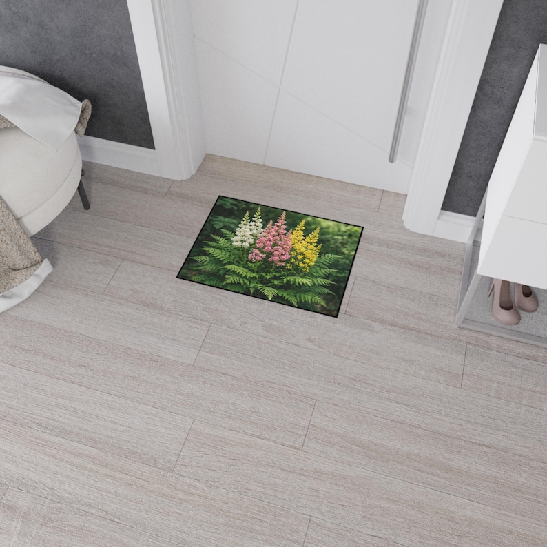 Flowering Fern Rug, Fern Plant Lover Indoor Door Mat, Porch Decorating ...