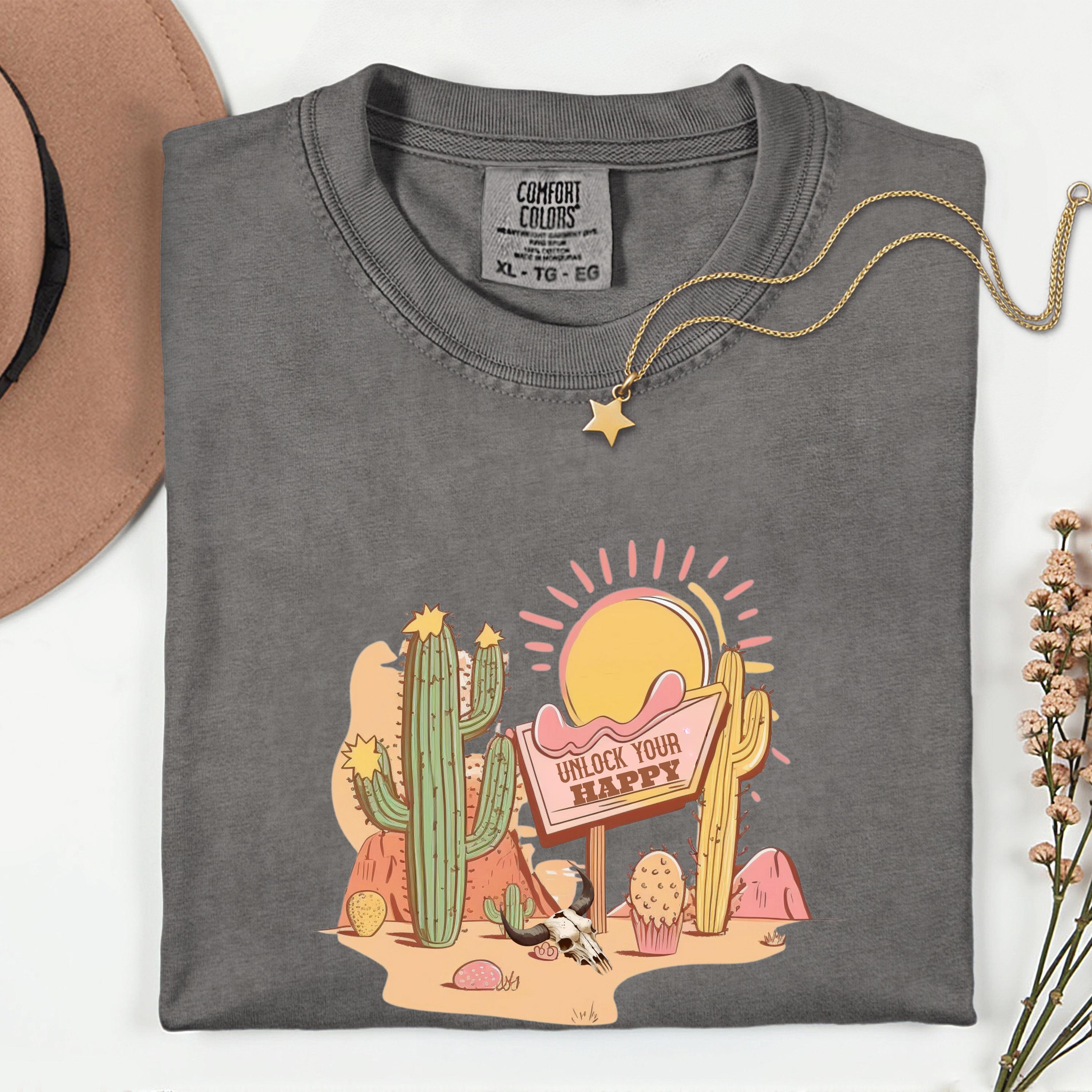 Unlock Your Happy Western T-shirt: Desert Cactus Scene - Etsy