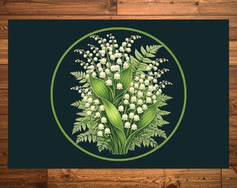Lily of the Valley Outdoor Rug, Porch Decorating Rug, May Birth Flower Gift, Mothers Day Door Mat, Lily of the Valley Lover Person
