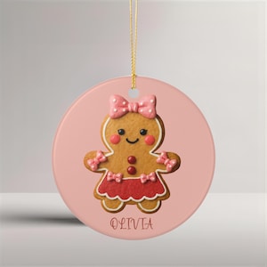 Personalized Gingerbread Ornament, Custom Gingerbread Girl Christmas Ornament, Custom Name Holiday Keepsake, Personalized Gift Girls