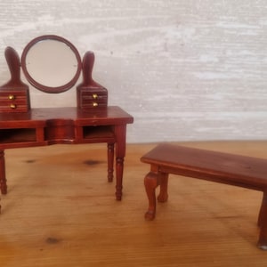 Vintage Dollhouse dressing table and a small table