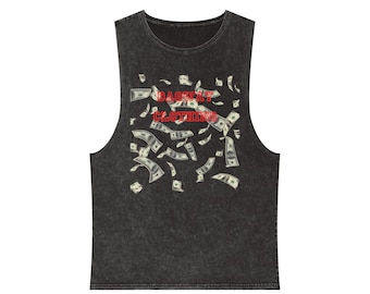 BAGWAY Freestyle Money Vibes Unisex Stonewash Tank Top, Casual Summer Wear, Graphic Tee, Trendy Gift for Him/Her, Party Top, Beach Style