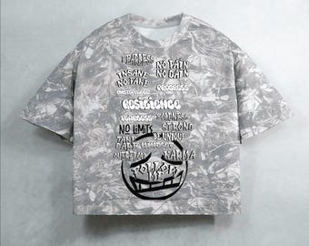 Bagway Expectations Unisex Heavyweight Cropped Camouflage Tree Print T-Shirt (270GSM)