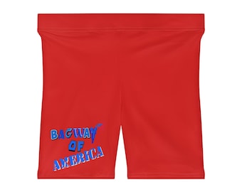 Bagway Of America Biker Shorts | Red All-Over Print