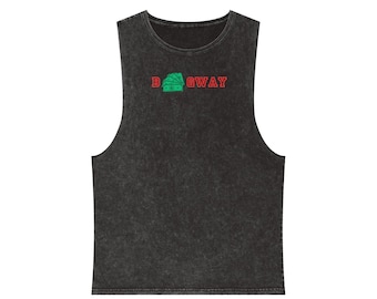 BAGWAY Freestyle Trendy Unisex Stonewash Tank Top Bold Graphic Casual Summer Shirt, Graphic Tee, for Him & Her, Festival Wear, Beach Fashion