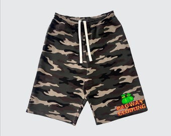 Bagway Fire Flame Unisex Heavyweight 100% Cotton French Terry Camo Shorts (420GSM)