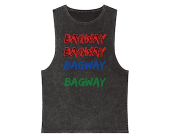 Bagway Stonewash Tank Top, Casual Summer Apparel, Unisex Tank for Beach, Festivals, Workout, Gift Idea