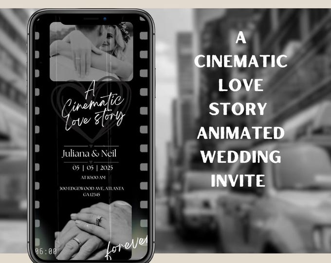 Cinematic Animated Wedding Invitation | Editable Canva Template | Film ...