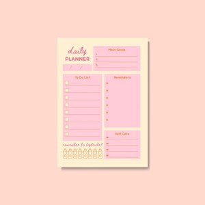 Tagesplaner Post-it Notizblock, Eis am Stiel Orange und Pink, Ziele setzen, To-Do Liste Reminder, Selbstfürsorge, Wasserhaushalt, niedliches Briefpapier