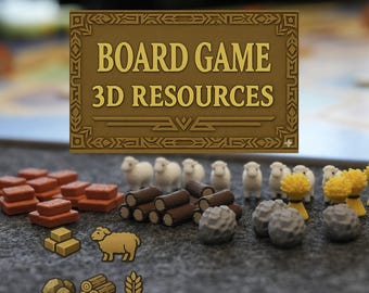 Idea de regalo para fans de Catán: 100 fichas de recursos 3D: mineral, arcilla, madera, oveja, heno | Set de recursos premium para tocar y coleccionar