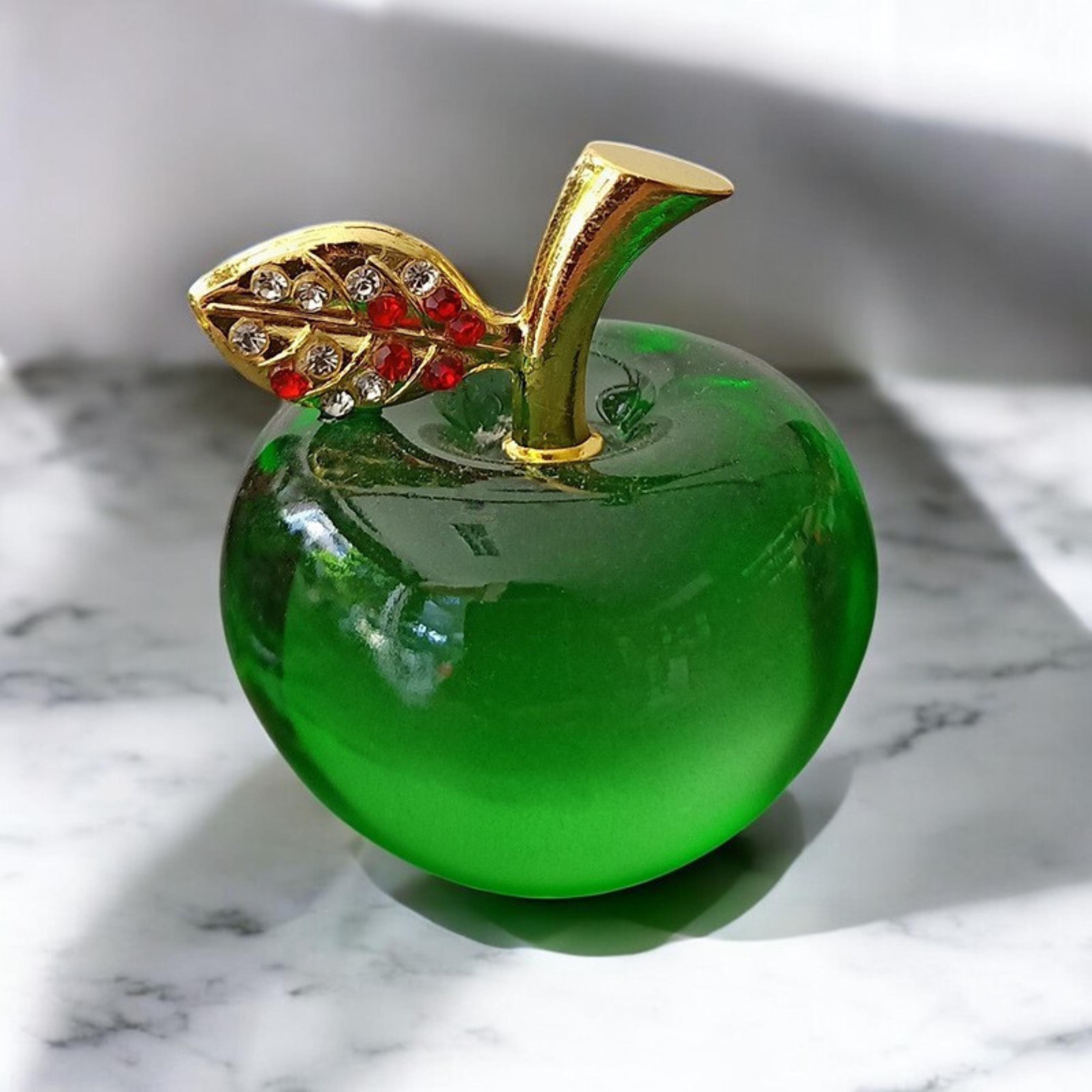 Transparent Crystal Glass Apple Ornament – Elegant Decorative